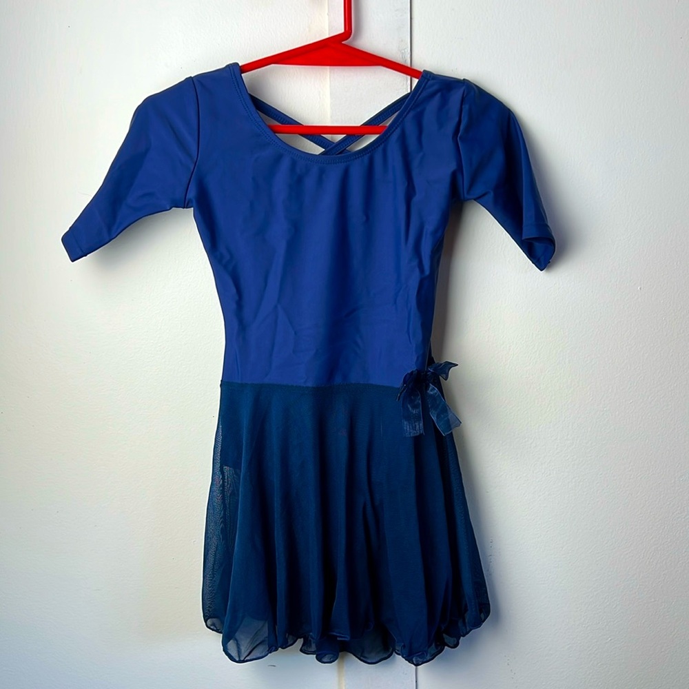 NWOT LEVERET Kids Navy Blue Skirted Dance Leotard